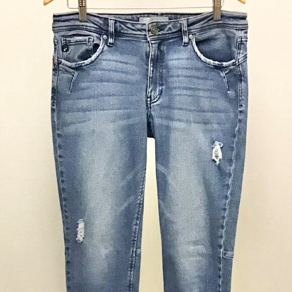 KanCan 11(29) Distressed Women’s Jeans Mid Rise Tapered Leg Stretch KC8575M - Picture 4 of 8